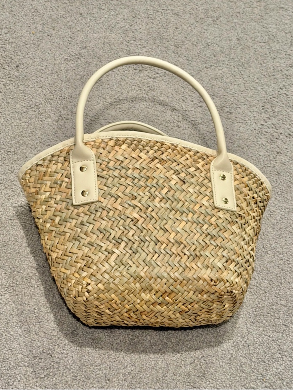 White Fox Vivienne Straw Top Handle Bag Cream - Picture 3 of 5